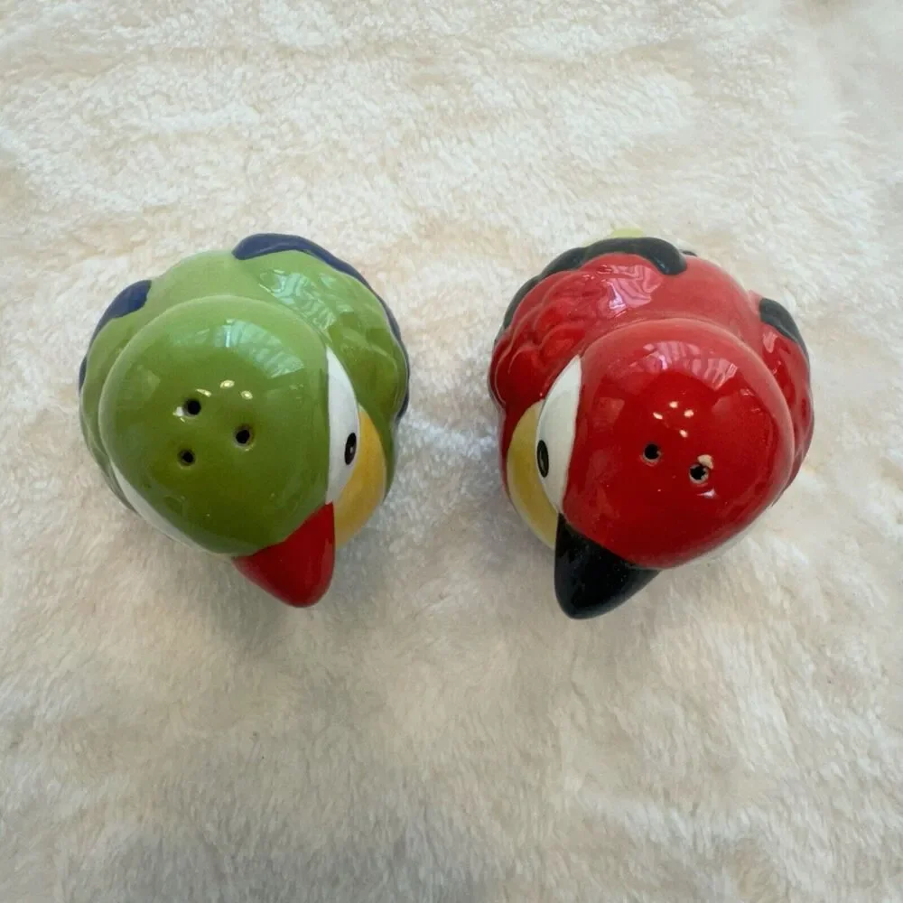 Pier 1 Salt and Pepper Shakers Kitchen Decor Birds Parrots‎ Macaw Set Colorful